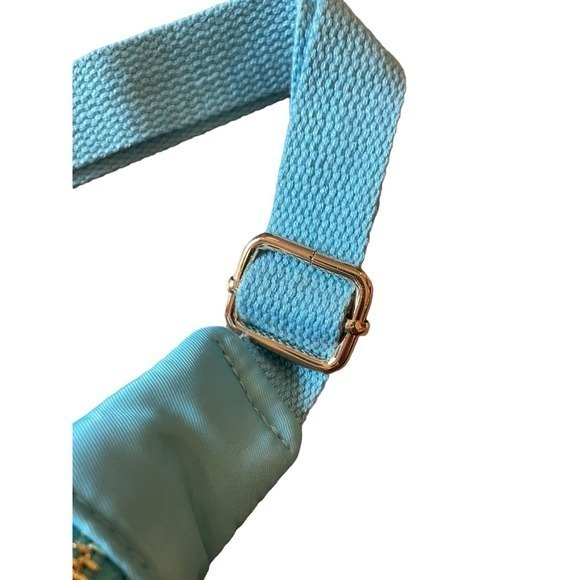 NWOT‎ Pink Lily Nylon Aqua with Gold Belt Bag w/ Adjustable Strap - Picture 7 of 12